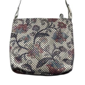 Whiting and Davis Vintage Floral White and Pink 1985 Evening Bag Purse